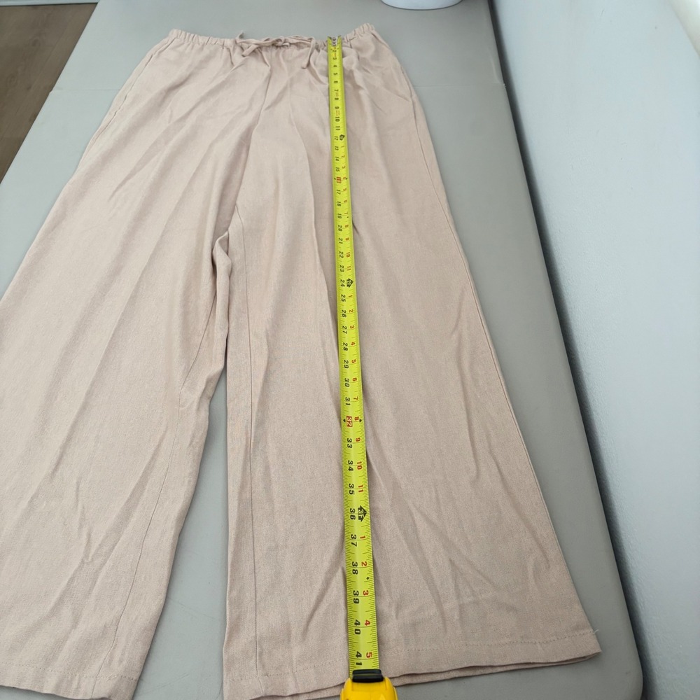 Hippie Rose Womens Tan Wide Leg Linen Blend Drawstring Pants Office  Size L Boho - Picture 6 of 11